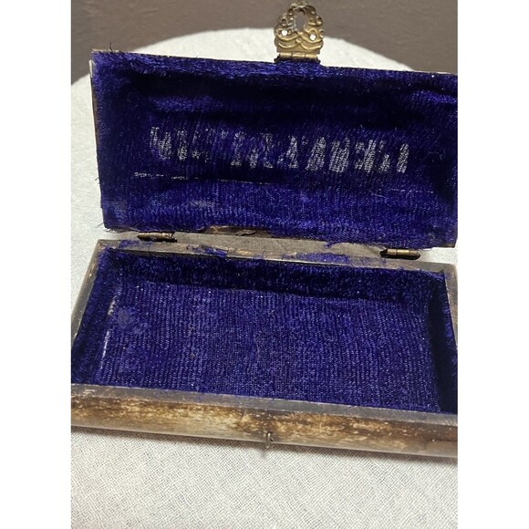 Jewelry Box Vintage Jerusalem with Brass Copper Ornament Hand Made - Picture 2 of 11